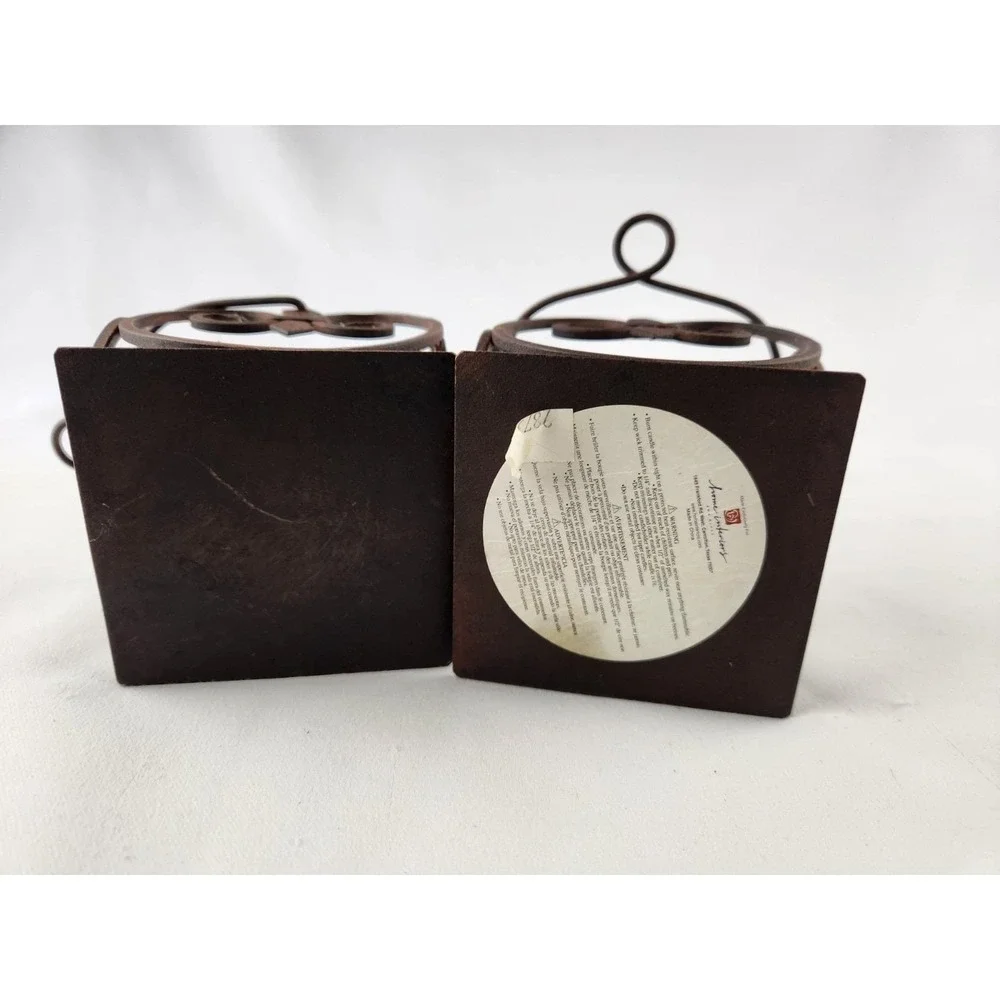 Set Home Interiors Wrought Iron Candle Pillar Holders Votive Bronze Fleur Basket